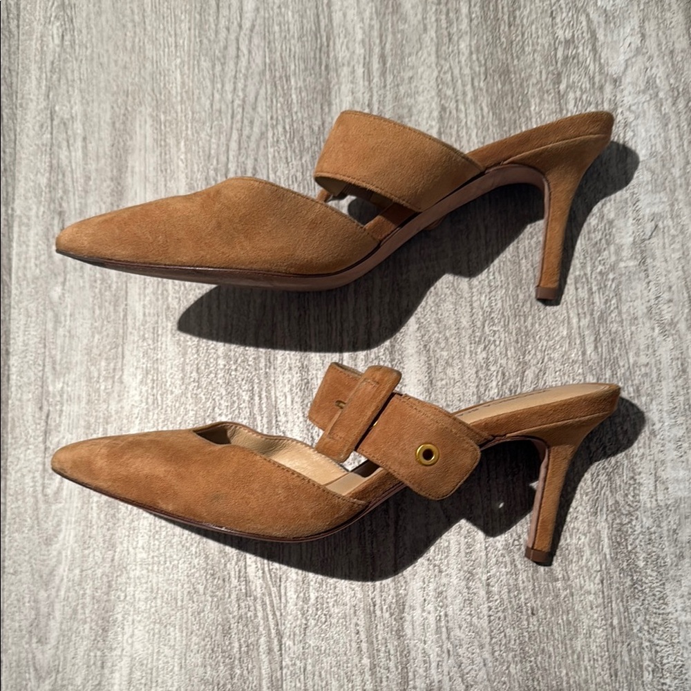 Veronica Beard leather and suede pointed toe strap heels - Picture 2 of 13